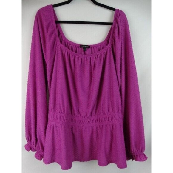 Lane Bryant Women's Top Plus Size 22/24 3X Purple Long Sleeve Peplum Shirt - Picture 10 of 12